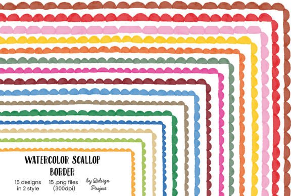 15 Watercolor Scallop Border Decorative