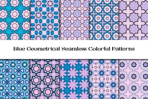 Blue Color Geometrical Patterns Vol 5: A Versatile Design Asset for Creative Professionals