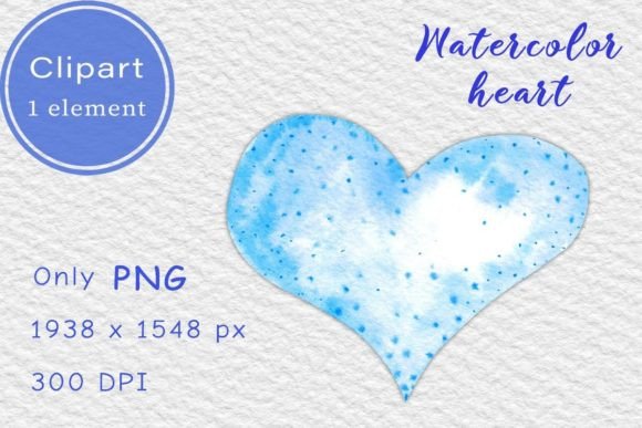 Blue Watercolor Heart PNG Clipart: A Versatile Element for Modern Creative Projects