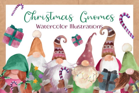 Christmas Gnomes Watercolor Cliparts: A Versatile Resource for Creative Projects