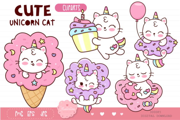 Cute Cat Unicorn Kawaii Design