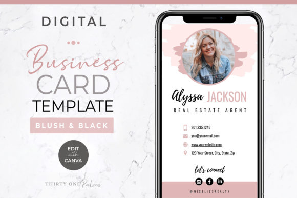 Digital Business Card Template Blush