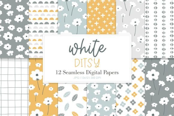 Digital Paper Pack WHITE DITSY: A Versatile Resource for Creative Projects