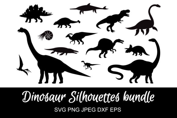Dinosaur Silhouette Svg Png Jpeg Eps Set