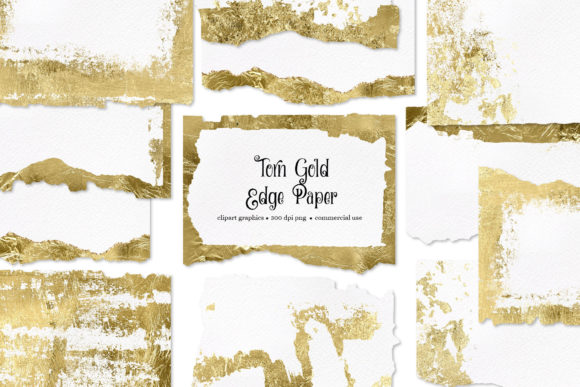 Gold Torn Edge Paper for Creative Design