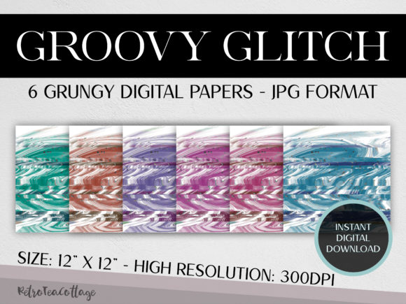 Groovy Glitch Digital Papers for Creative Projects