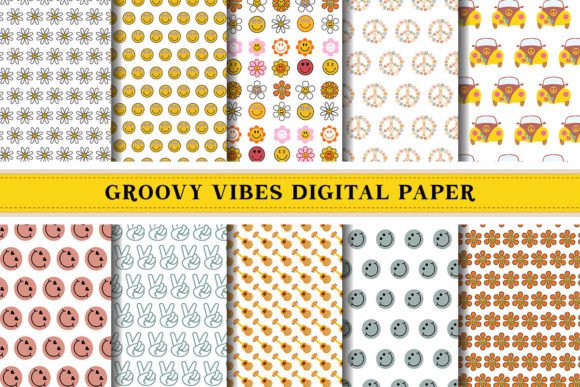 Groovy Vibes Digital Paper Pattern