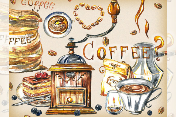 High Quality Hand Painted Watercolor Coffee Clipart for Creative Projects