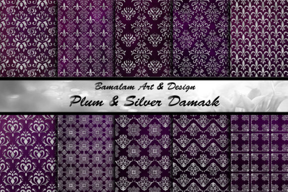 Plum Silver Vintage Damask Patterns: A Timeless Design for Creative Projects
