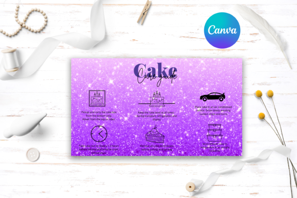 Purple Glitter Cake Care Card