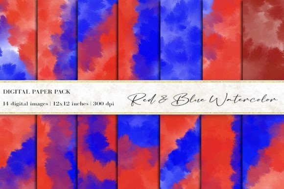 Red Blue Watercolor Digital Papers: A Versatile Design Resource for Creative Projects