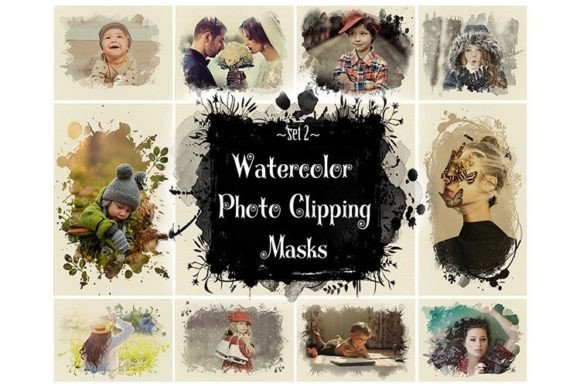 Watercolor Photo Clipping Masks, Frames: Enhancing Visual Creativity with Digital Art
