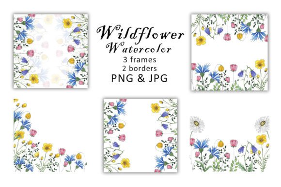 Watercolor Wildflower Frames PNG for Creative Projects